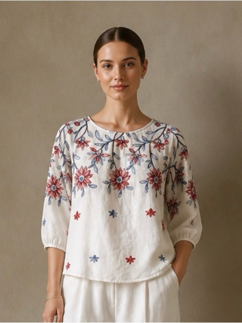 Kindred Embroidered White Blouse Size S